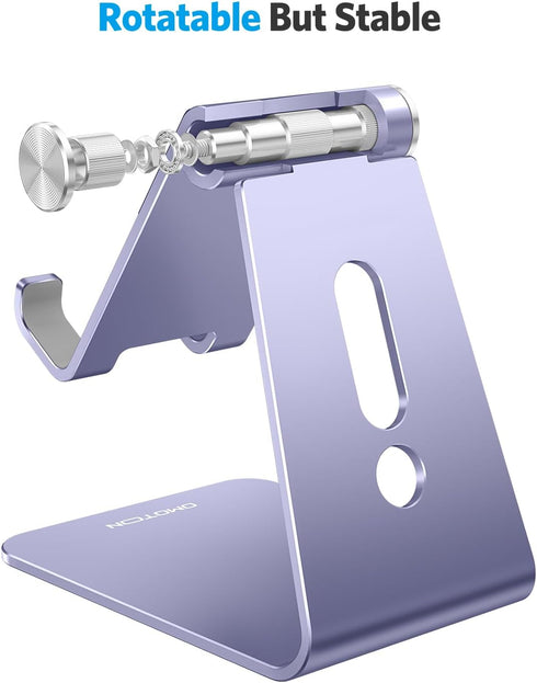 OMOTON C2 Adjustable Cell Phone Stand, Aluminum Desktop Cellphone Stand with Anti-Slip Base and Convenient Charging