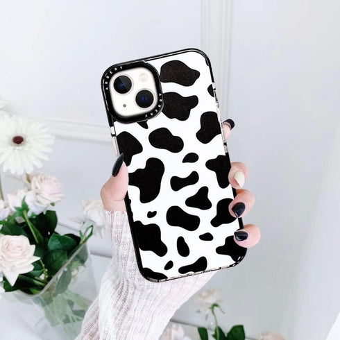 Abbery iPhone 13 Mini Case, Cow Print Clear Design, Cute Durable Silicone TPU Shockproof Protective Cover for Women