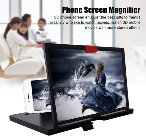 Vornetil 12'' 3D Screen Magnifier Amplifier, Mobile Phone HD Magnifying Projector with Foldable Stand Holder, Phone