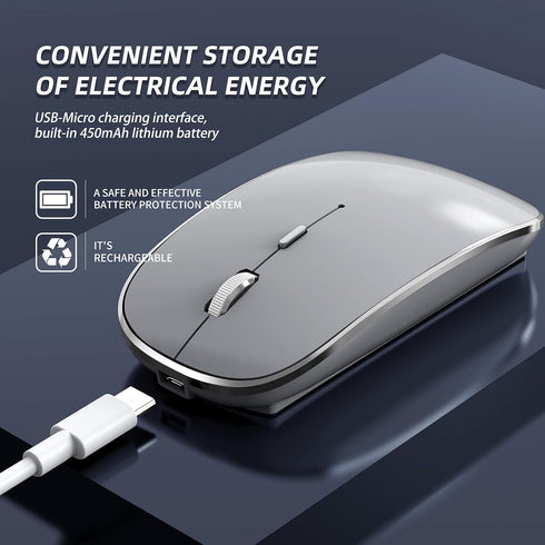 Wireless Mouse Chargeable, Portable Silent USB and Type-C Dual Mode Mouse, 3 Adjustable DPI for Laptop, Mac, PC (Q23S