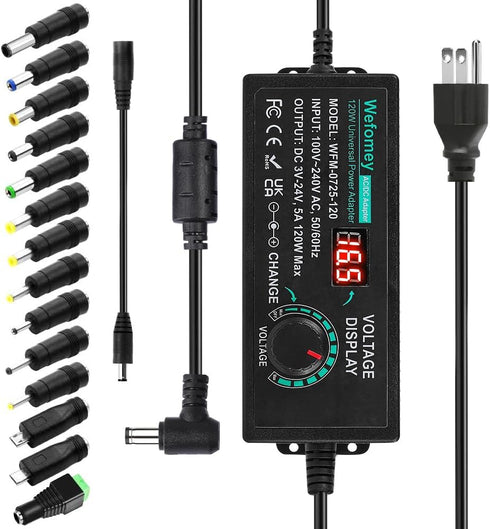 Wefomey 120W Universal Power Supply Adjustable DC 3V ~ 24V Variable Switching AC/DC
