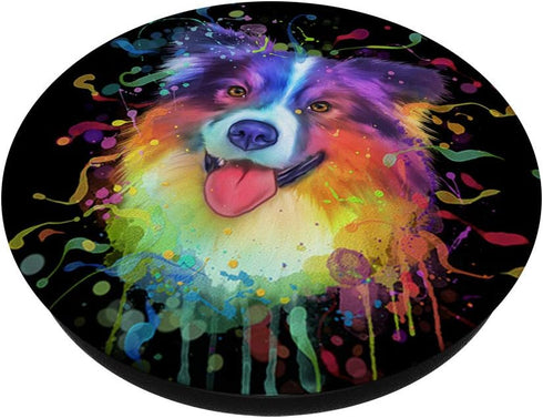 Watercolor Australian Shepherd Lover Gift Him Her Aussie Dog PopSockets Grip and Stand for Phones and Tablets
