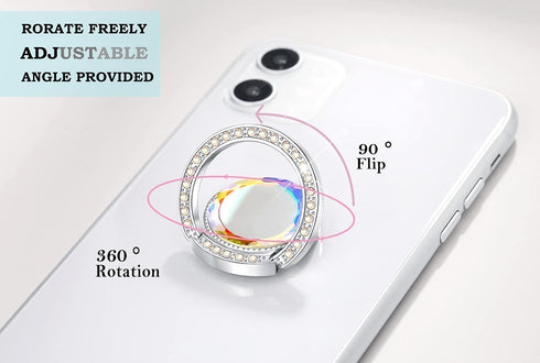 Glitter Bling Bling Phone Ring Holder, Sparkle Phone Ring Grip with Flat Diamond
