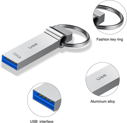 230GB Waterproof USB Flash Drive, High Speed Memory Stick with Keychain Design for Laptop and Tablet