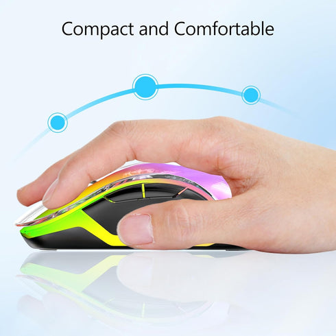 memzuoix 2.4G LED Wireless Mouse - Rechargeable Ergonomic Mouse with Detachable Cover, 1200 DPI