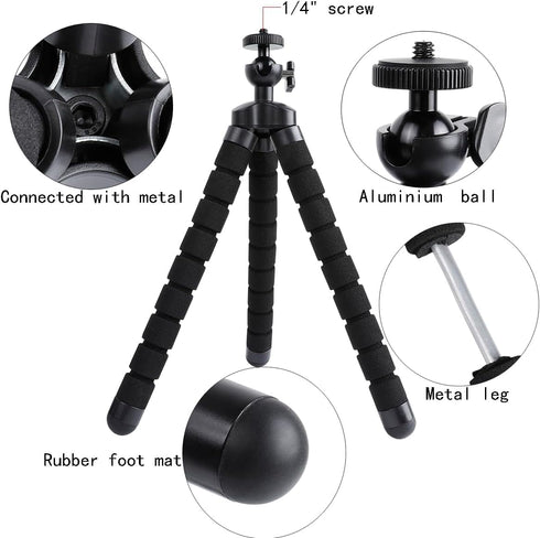 Acuvar Flexible Phone Tripod Stand, Mini Portable Smartphone Tripod with Adjustable Holder for iPhone & Android
