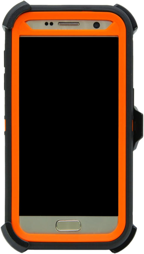 WallSkiN Case for Galaxy S7 (5.1") Heavy Duty Full Body Military Grade Drop Protection Carrying Cover Holder | Holster for Men Belt with Clip Stand – Camouflage/Orange
