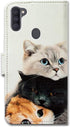 Cute Brown Cat Leather Flip Wallet Case for Galaxy A11 (US Version) with Card Slot Holder Kickstand for Samsung 2020