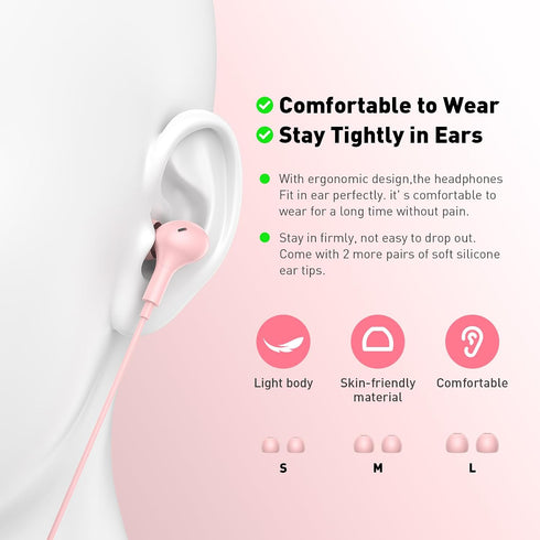 3.5mm APETOO Wired Earbuds in-Ear Headphones Jack for Laptop/PC, Noise Isolation Small Earphones Corded Plug-in Ear
