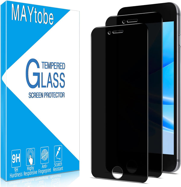 MAYtobe Privacy Screen Protector for iPhone SE 3, SE 2022, SE 2, SE 2020 - 2 Pack, Tempered Glass, Anti-Scratch, Bubble