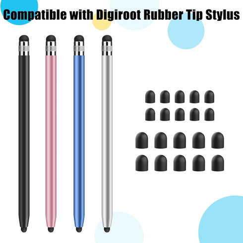 Digiroot 20 Pieces Rubber Replacement Tips, Sensitive and Durable, Compatible with Digiroot 2 in 1 Rubber Tip Stylus
