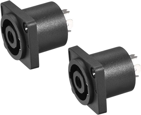 uxcell 4-Pole Speaker Panel Mount Connector, Audio Speaker Jack Twist Lock with Metal Insert (2Pcs)