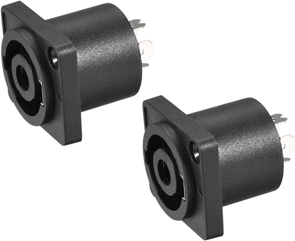uxcell 4-Pole Speaker Panel Mount Connector, Audio Speaker Jack Twist Lock with Metal Insert (2Pcs)