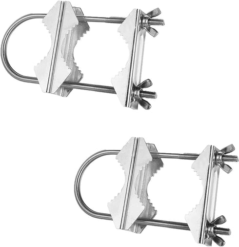 Double Antenna Mast Clamp Heavy Duty Pole to Pole Mounting Kit - V Jaw Block with U-Bolt for TV, CB, Ham Antenna