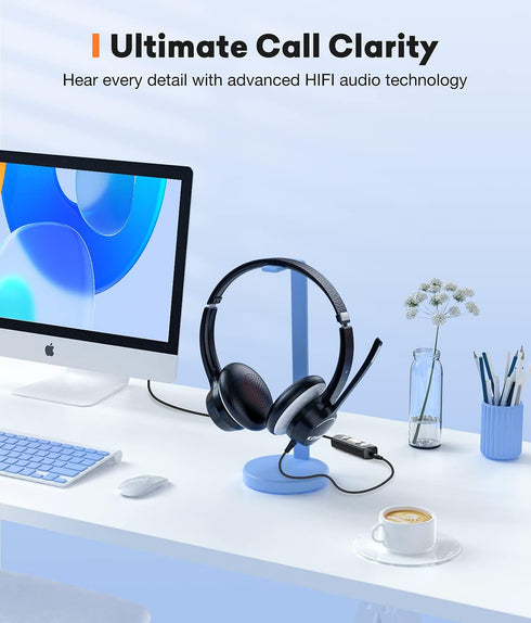 Headset 3.5mm Headsets Headset USB with Microphone, Wired Computer with Noise Cancelling Microphone, Stereo Headphones