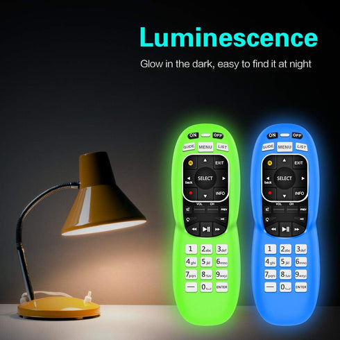 2 Packs Remote Silicone Cover for DirecTV, Anti Slip Shockproof Protective Cover with Lanyard (Glowing Blue/Green)