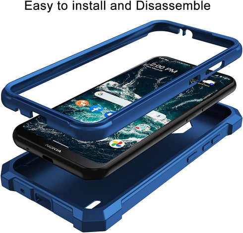 for Nokia C200 case, with Tempered Glass Screen Protector 360 Full-Body Soft TPU Bumper Shockproof Silicone Protective Phone Cover Case for Nokia C200 N151DL (Blue)