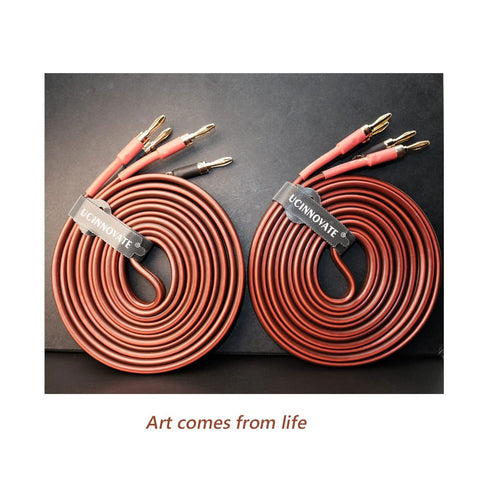 UCINNOVATE 2 Pack High-end Pure Copper HIFI OFC Speaker Wire Cable with Gold-Plated Banana Plugs, 2m