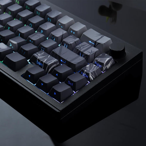 Tsungup PBT Keycaps - Side Printed 135 Keys Bamboo Sea Custom Keycaps, Gradient Grey Shine Through for Cherry MX