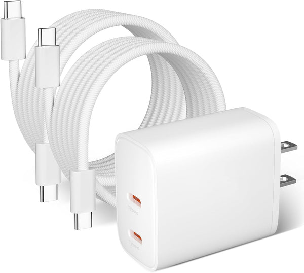 USB C Wall Charger - Fast 20W PD Power Adapter with Dual Type C Port for iPhone 15 Series, iPad Pro, AirPods (2Pack 3.3
