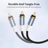 10FT 2RCA 2RCA 2-Pack RCA Cables, to Audio Cable with Gold-Plated Connectors, Dual Shielded Against Noise (Hum), Nylon