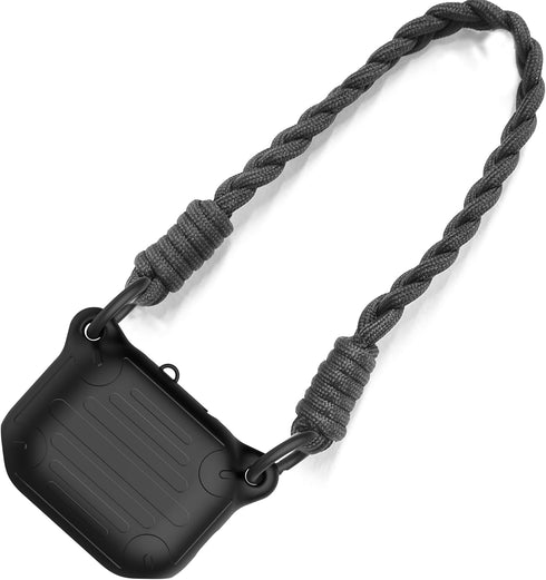 Waterproof Case for AirPods Pro, 2nd Generation, Anti-Lost with Wireless Charging, Lanyard and Carabiner (Black)