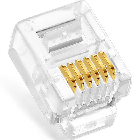 NECABLES 20 Pack RJ11/RJ12 Pass Through Connector 6P6C Telephone Modular Plug for Phone Line Cord