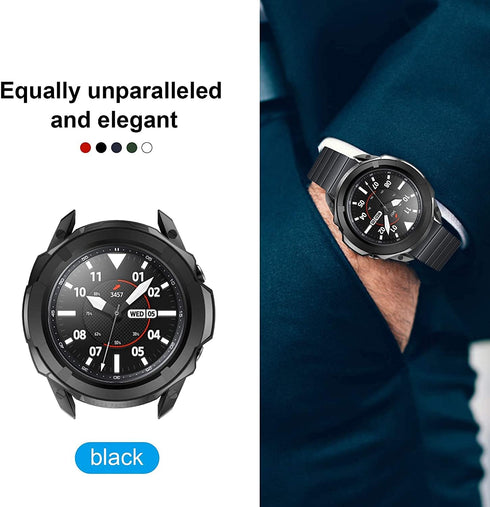 Case for Samsung Galaxy Watch 4 Classic 42mm 46mm, Protective Cover with Rotatable Bezel Ring (Black)
