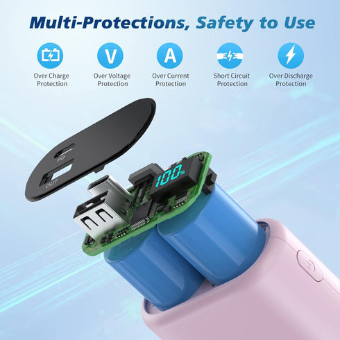 Small Portable Charger 10800mAh with Built-in USB-C Cable, Mini PD 3A Fast Charging Battery Pack for Samsung Galaxy