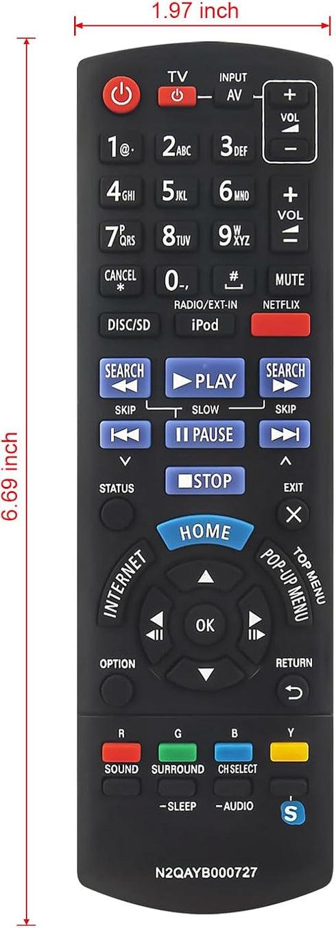 N2QAYB000727 Remote Control for Panasonic SC-BTT190 SC-BTT195 SC-BTT196 and More Home Theater Sound System