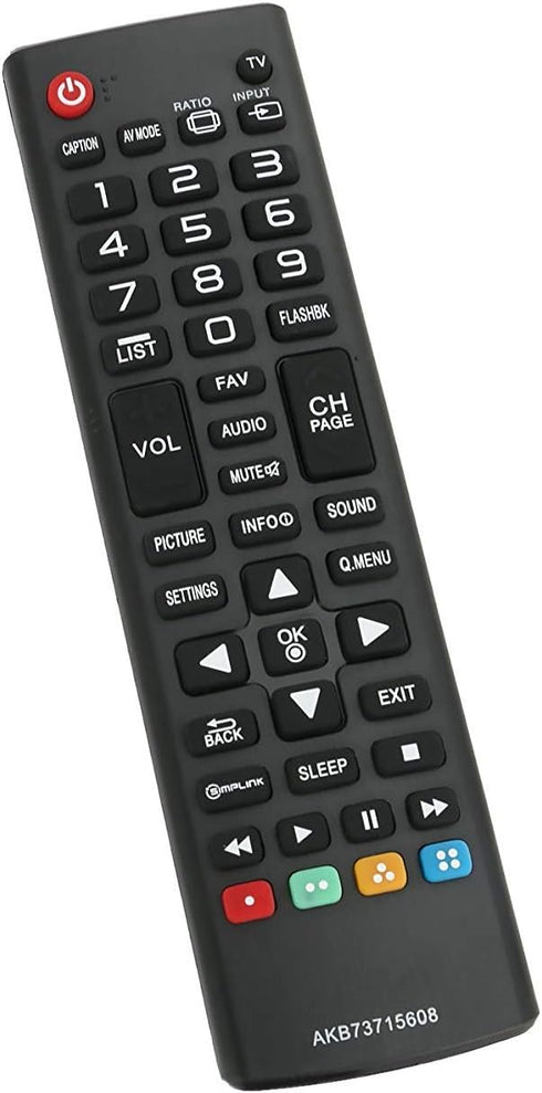 New AKB73715608 Replacement TV Remote for LG Models 39LN5300, 32LN530B, 42LN5300, and more