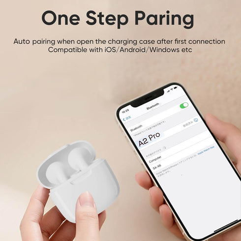 Ear Phones, Wireless Bluetooth Earbuds, 25Hrs Playtime USB C TWS Built in Noise Cancellation Microphone with Charging Case, for Sports/Workout/Gym/Teen/TV/PC/Android&iPhone, White
