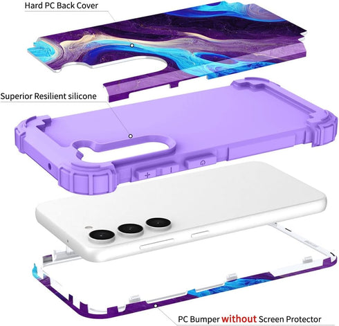 Hocase for Galaxy S23 Case, Shockproof Heavy Duty Protection with Soft Silicone Rubber Bumper + Hard Plastic Hybrid