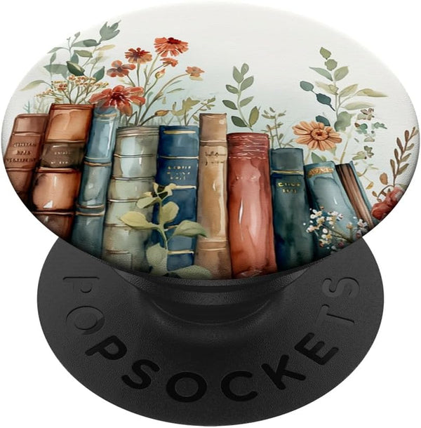 Bookworm Watercolor Floral Bookish Flower Theme PopSockets Standard PopGrip