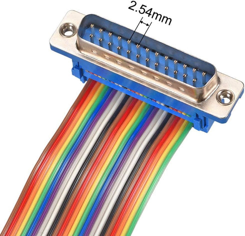 uxcell IDC Rainbow Wire Flat Ribbon Cable - DB25 Male to DB25 Male Connector, 11.8inch Length