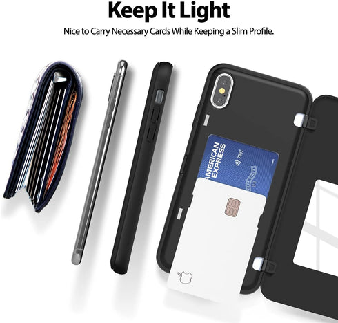 GOOSPERY Magnetic Secure Bumper Case for iPhone Xs Max, Card Holder Wallet, Protective Dual Layer, Black