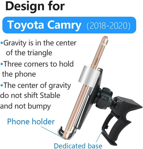 Car Phone Holder for Toyota Camry 2018-2020 L LE SE XSE XLE TRD, Best Cell Phone Mount for Navigation