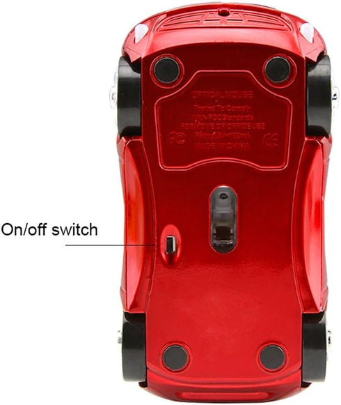2.4GHz Wireless Mouse Cool 3D Sport Car Shape Ergonomic Optical Mice for PC Laptop Women Small Hands (Red)