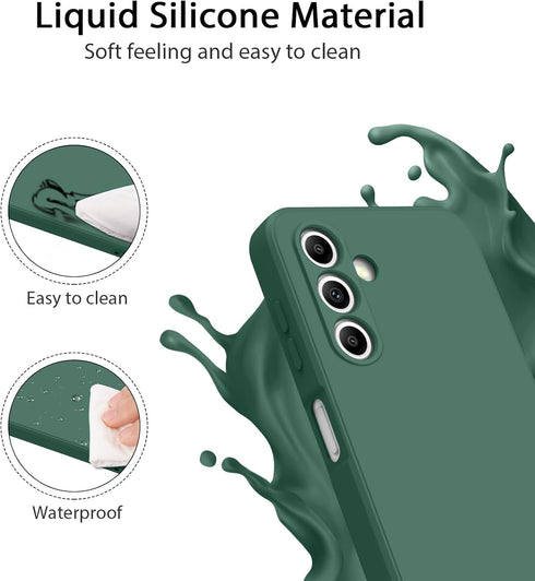 AK Samsung Galaxy A25 5G Case, Stylish Slim Liquid Silicone Full-Body Protective Cover, Dark Green