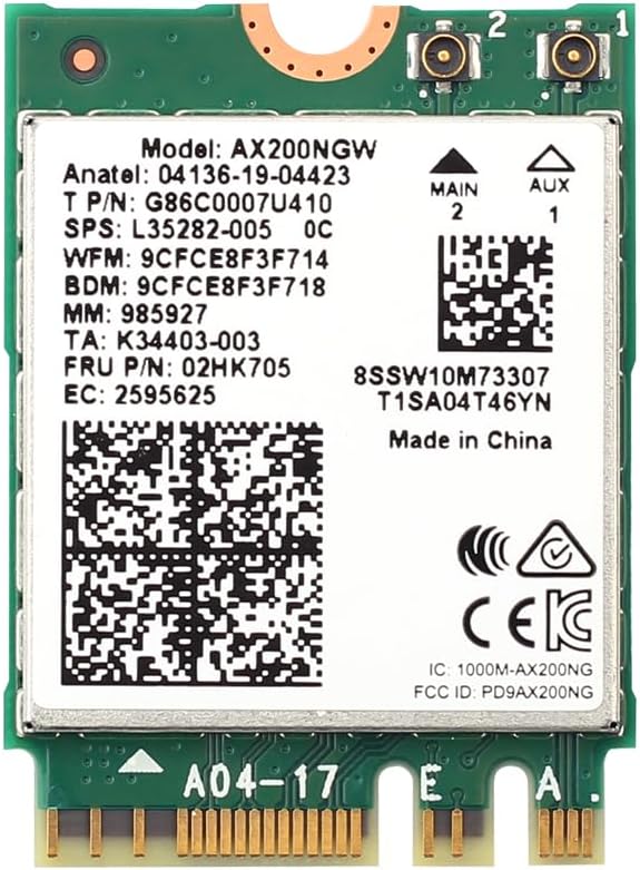 WiFi 6 AX200NGW M.2 2230 Dual Band Wireless Adapter, 3000Mbps, BT5.2, OFDMA Support for Windows 10/11, 64 bit
