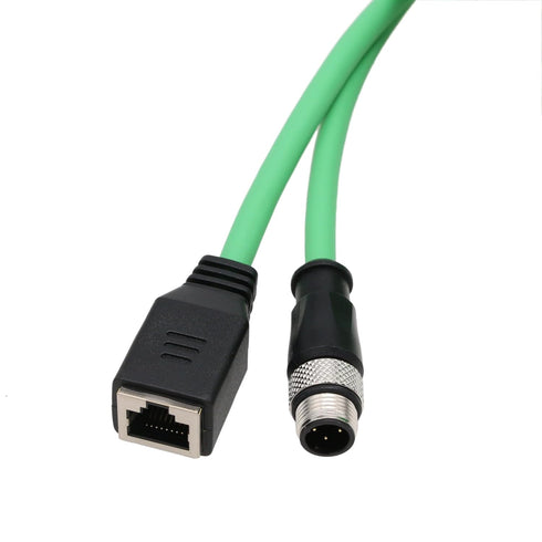 Ethernet Adapter Cable for SICK Keyence Datalogic Omron Vision Sensor System, M12 4 Pin to RJ45 Jack, 5m