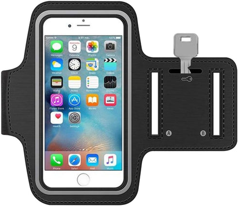 MMOBIEL Arm Phone Holder for Running Compatible with iPhone 15/14/13 Mini/12 Mini/SE 2020/8 / 7/6 and Other Models up to 6.3 inch - Stretchable Running Phone Holder Armband