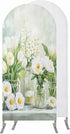 Jnbasdffb Green Spring Floral Wedding Arch Cover,Stretchy Spandex Arch Backdrop Stand Covers 7.2