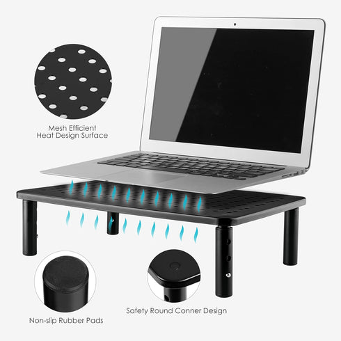 TV/Monitor Riser Desktop Stand - Sturdy Metal Laptop Shelf for Printer, iMac, 3 Height Adjustable PC, 2 Pack