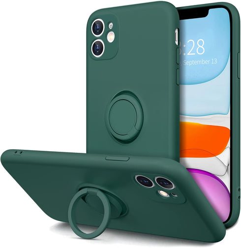 Hython for iPhone 11 Case with Ring Stand, 360° Rotatable Ring Holder Magnetic Kickstand, Slim Shockproof Soft Rubber