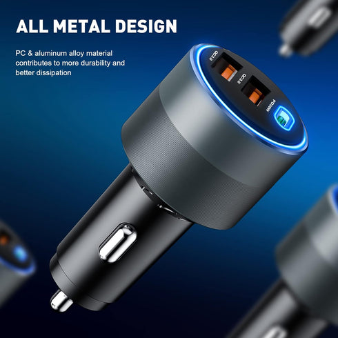 USB C Car Charger 66W, Fast Car Cigarette Lighter Adapter with PD 30W + Dual QC3.0 for iPhone 14 13 12 11 Pro Max,
