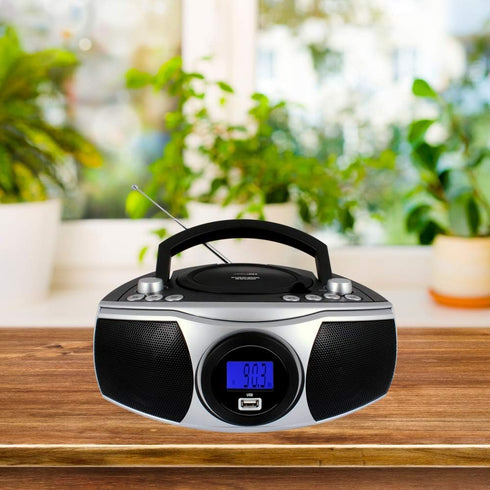 HANNLOMAX HX-315CD Portable CD/MP3 Boombox, AM/FM Radio, Bluetooth, USB Port for MP3 Playback, LCD Display, AC/DC Power