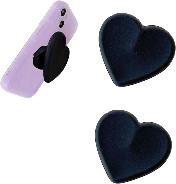 Rookii 2Pcs Heart-Shaped Silicone Mobile Phone Grip Stand,Collapsible Cellphone Finger Grip Holder for