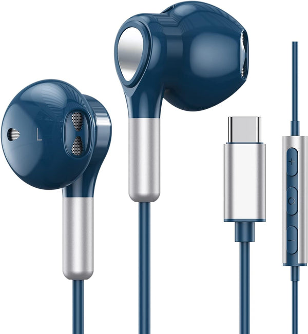 USB C Earphones with Microphone for Samsung Galaxy S23 Ultra, S22, S21 FE, S20, A54, A53, iPhone 15 Pro Max, Pixel 8,