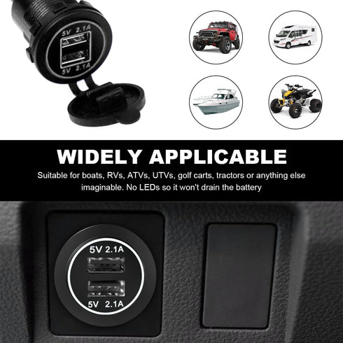 SHMZK 4.2A 12V/24V 2.1A 2.1A Dual USB Charger Socket, Waterproof Power Outlet & Quick Charge Socket, USB Charger Socket